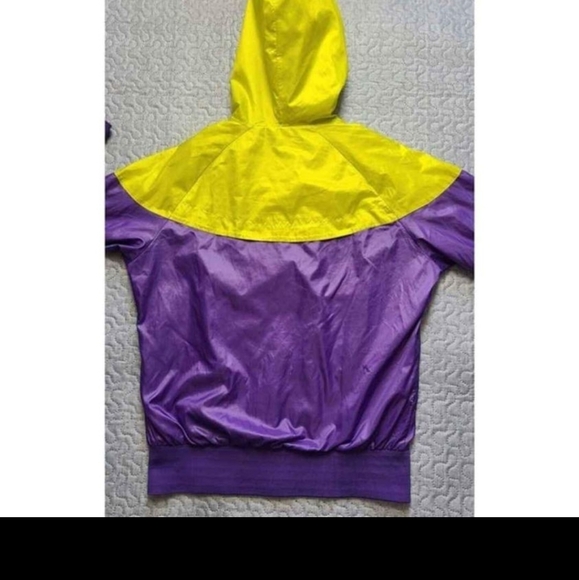 NIKE Windrunner Jacket Women's Large Hooded Purple Neon Yellow Colorblock Lined - Picture 8 of 8